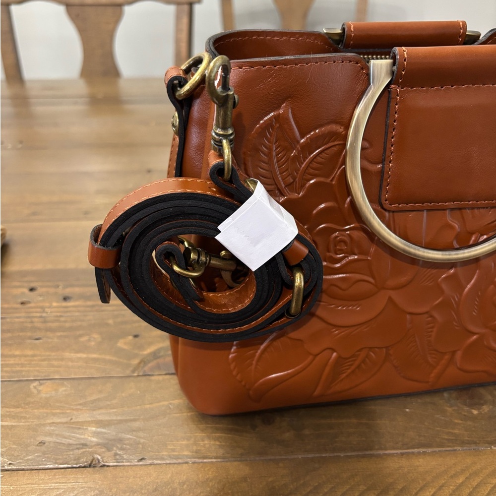 Patricia Nash Empoli Rose Tooled Leather Satchel - Picture 6 of 13
